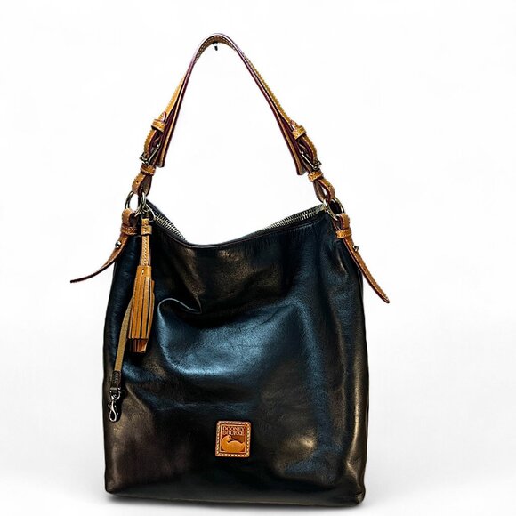 Dooney Bourke Handbags - Dooney & Bourke Mckenkie Hobo Black & Brown Leather Bag Zipper, Tassel, Shoulder